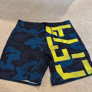 Reebok Navy and Yellow Camo Board Shorts
